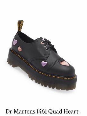 Dr Martens Black 1461 Low Quad HEARTS New in Box Size Women’s 8 EU 39